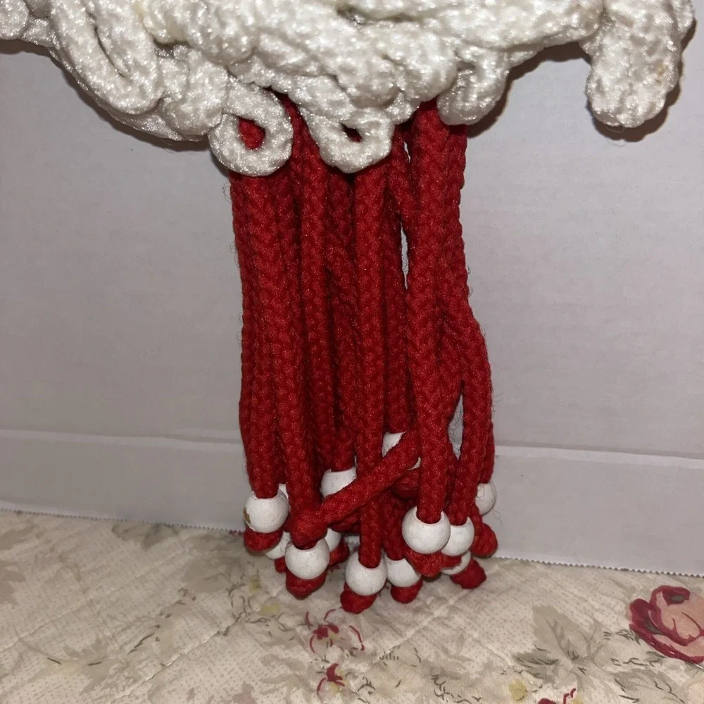 Vintage Macrame Hanging  wall art Santa Claus Christmas‎ Holiday  Bells MCM